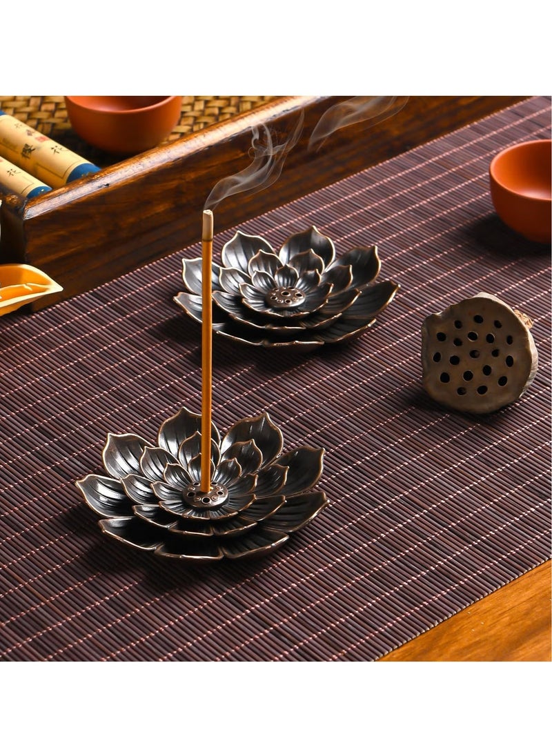 OMEVE 2Pcs Incense Burner , Lotus Stick Incense Holder 6 Incense Holes with Detachable Ash Catcher  - Image 5
