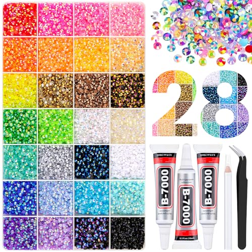 TINKRSTUFF 38000Pcs Jelly Rhinestones Bedazzling Kit Multicolor 3mm Flatback Resin Bedazzler Gems with 3Pcs 10ml B7000 Jewelry Glue for Bedazzled Thing Diamond Art Book Crafting Nail Art - Image 1