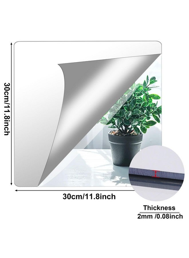 JUNEBRUSHS JUNEBRUSHS 4 Pack Self Adhesive Acrylic Mirror, 12X 12 Inch Mirror Tiles,Flexible Plastic Mirror Sheets Wall Stickers,2MM Thick Mirror,Frameless Small Mirror - Image 2