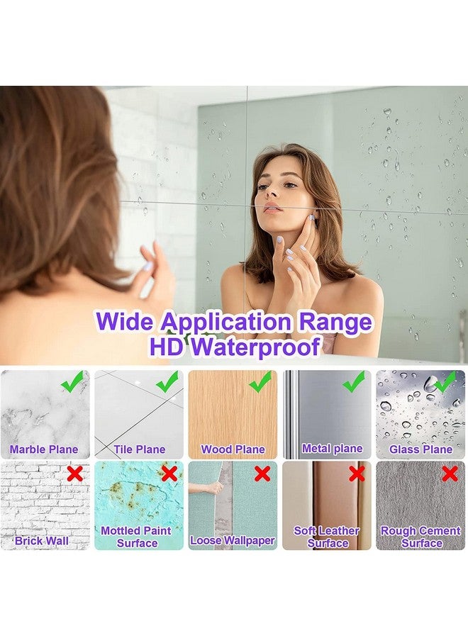 JUNEBRUSHS JUNEBRUSHS 4 Pack Self Adhesive Acrylic Mirror, 12X 12 Inch Mirror Tiles,Flexible Plastic Mirror Sheets Wall Stickers,2MM Thick Mirror,Frameless Small Mirror - Image 5