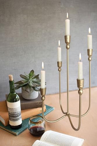 BSTGIFTS Iron Tabletop Candelabra - Decorative Metal Candelabra Candle Holder, 5 French Dinner Candles (Dinner 5 Candles) - Image 3