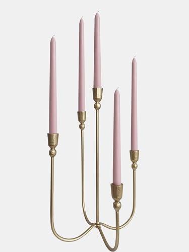 BSTGIFTS Iron Tabletop Candelabra - Decorative Metal Candelabra Candle Holder, 5 French Dinner Candles (Dinner 5 Candles) - Image 5
