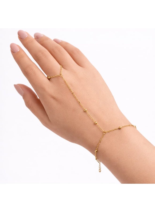 Luxuria Hand Chain Ring: A modern accessory that combines a bracelet and a ring into one piece connected by a thin chain. - Image 2