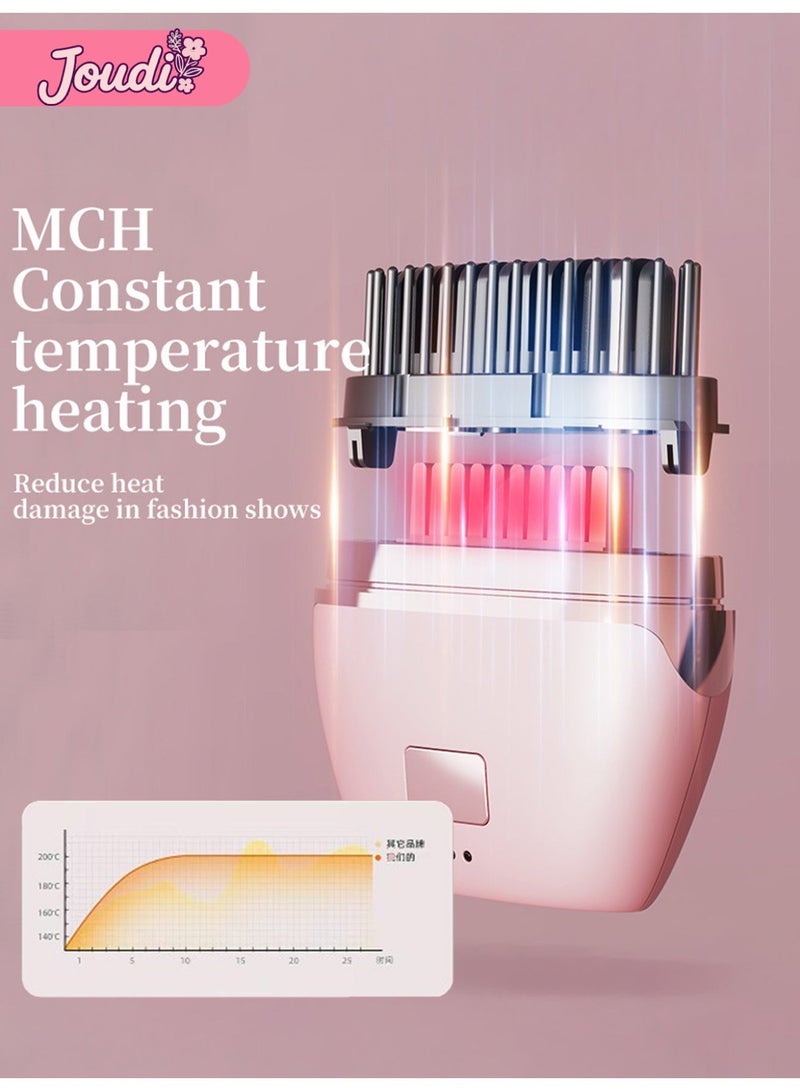 Joudi Portable Mini Hair Straightening Brush Comb Electric No Hair Damage Hot Straightening Comb - Image 3