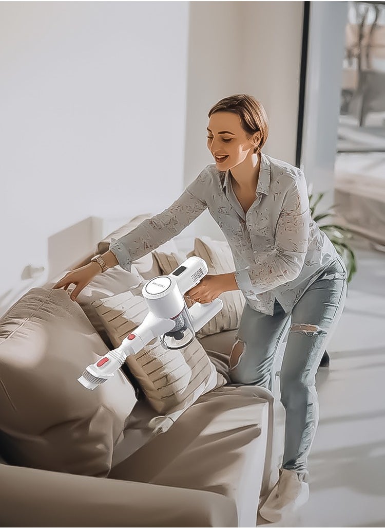 GREEN LION - 130 Watts Turbo Vacumm Cleaner with 0.5 Litre Dust Tank Capacity, 2200mAH Battery Capacity, Motorized Brush, Washable Filter and supports 2 Speed Modes with LED display Green Lion - White - Image 1