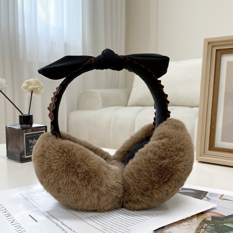 Plush Earmuffs Womens Autumn and Winter Cute Solid Color Warm Windproof Ear Cover Ear Protection All-match Student Riding Earmuffs Brown 