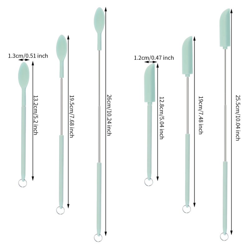 SUMERSHA 8Pcs Mini Silicone Telescopic Spatula and Scooping Spoon Set Tiny Jar Spatula Adjustable Small Spatulas Reusable Handle Scraper for Kitchen Cosmetic  4 Colors - Image 2
