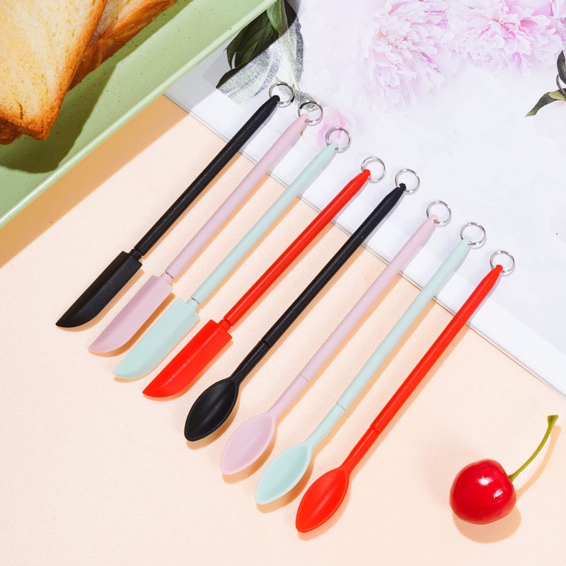 SUMERSHA 8Pcs Mini Silicone Telescopic Spatula and Scooping Spoon Set Tiny Jar Spatula Adjustable Small Spatulas Reusable Handle Scraper for Kitchen Cosmetic  4 Colors - Image 5