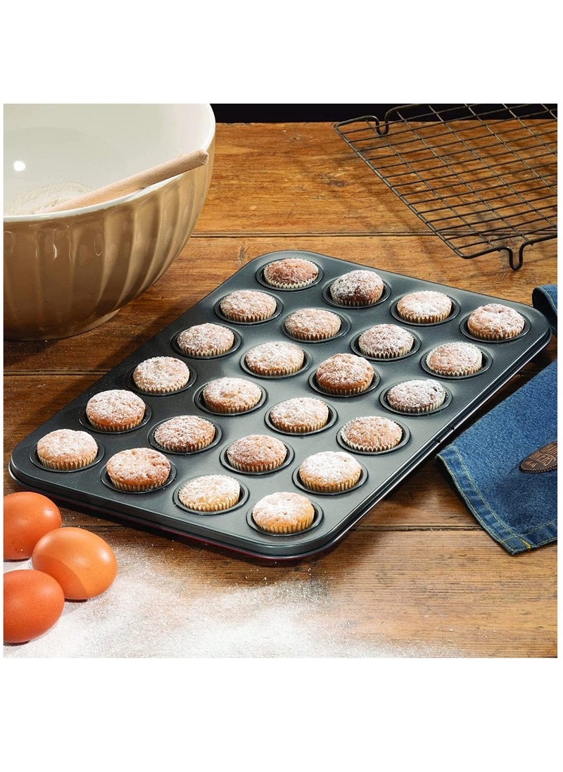 Arabest - 24-Cup Cupcake Muffin Pan, Non-Stick Muffin Tray, Reusable Cupcake Tin for Baking Cookie, Cake, Black - Image 1