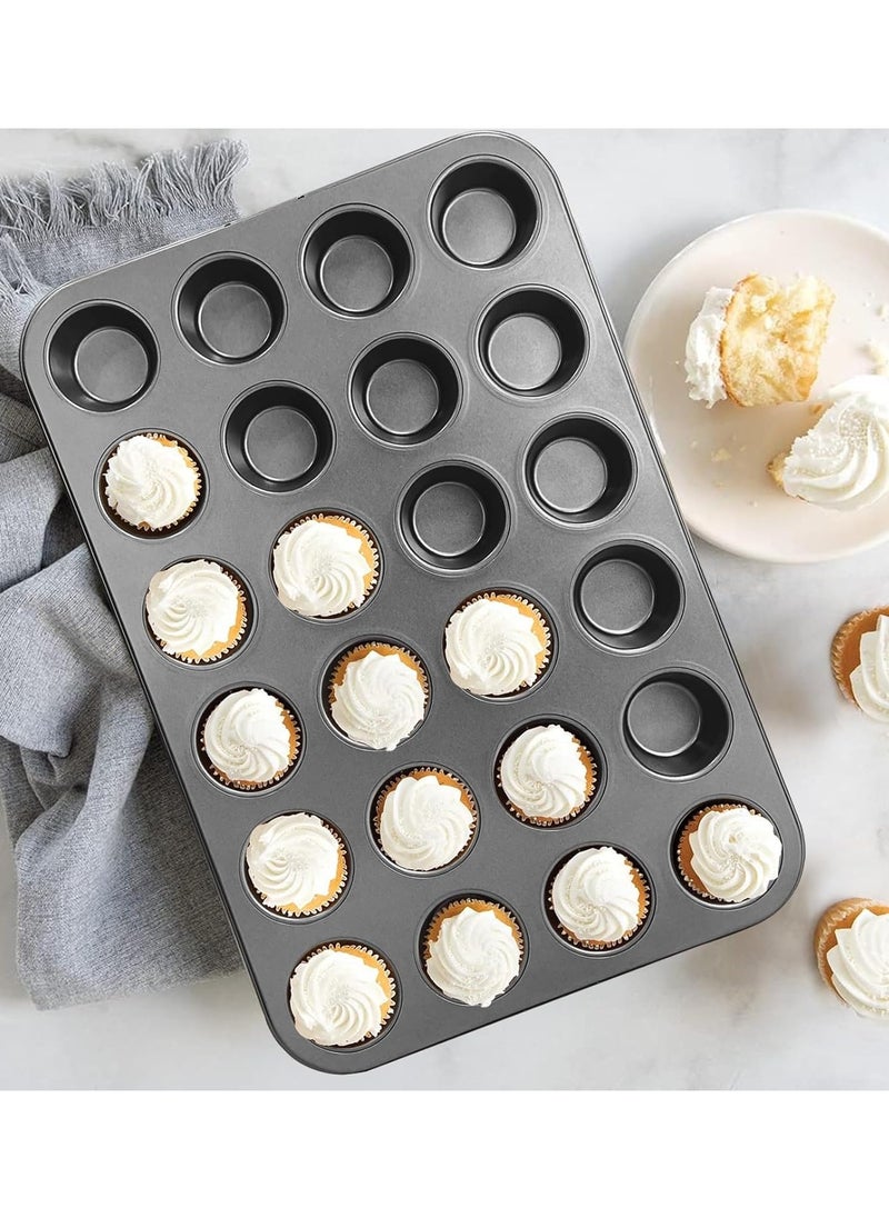 Arabest 24-Cup Cupcake Muffin Pan, Non-Stick Muffin Tray, Reusable Cupcake Tin for Baking Cookie, Cake, Black  - Image 2
