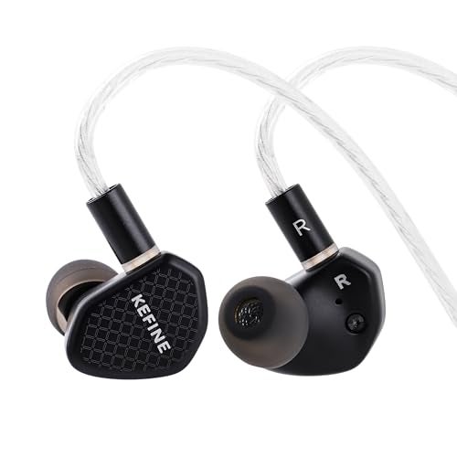 Linsoul Kefine Klean in Ear Monitor,10mm DLC Diaphragm Dynamic Driver HiFi Earphones,Wired Gaming Earbuds,Replaceable Nozzles,Detachable Silver-Plated Cable for Audiophile (No Mic 3.5mm, Black) - Image 1