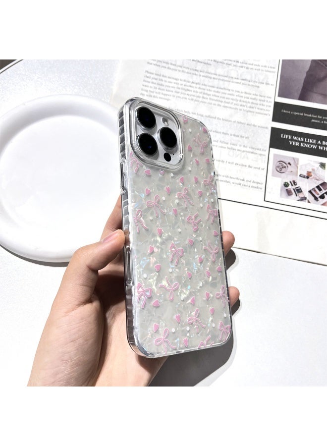 NIBEMINENT Shell Pattern Bow Love Heart Protective TPU Case Cover For iPhone 14 Clear - Image 2