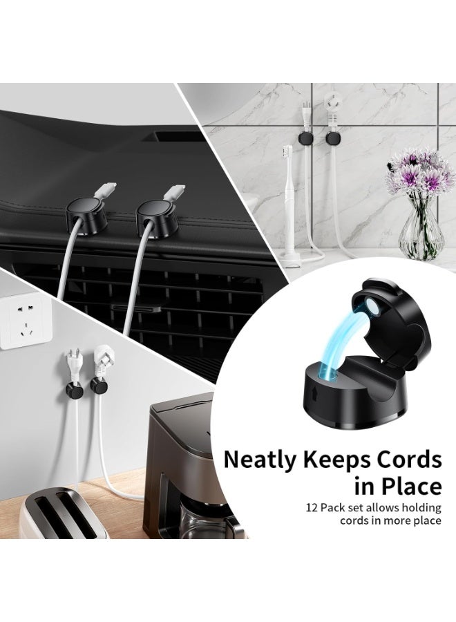 FlyCoco 12 Pack Magnetic Cable Management Clips - FlyCoco Cord Organizer for Desk, Phone Charger Cord [Smooth Adjustable], Adhesive Wire Organizer Keeper for Nightstand Wall Car Office - Image 3
