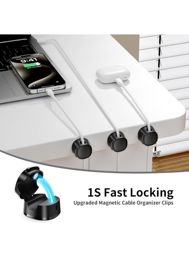 FlyCoco 12 Pack Magnetic Cable Management Clips - FlyCoco Cord Organizer for Desk, Phone Charger Cord [Smooth Adjustable], Adhesive Wire Organizer Keeper for Nightstand Wall Car Office - Image 2