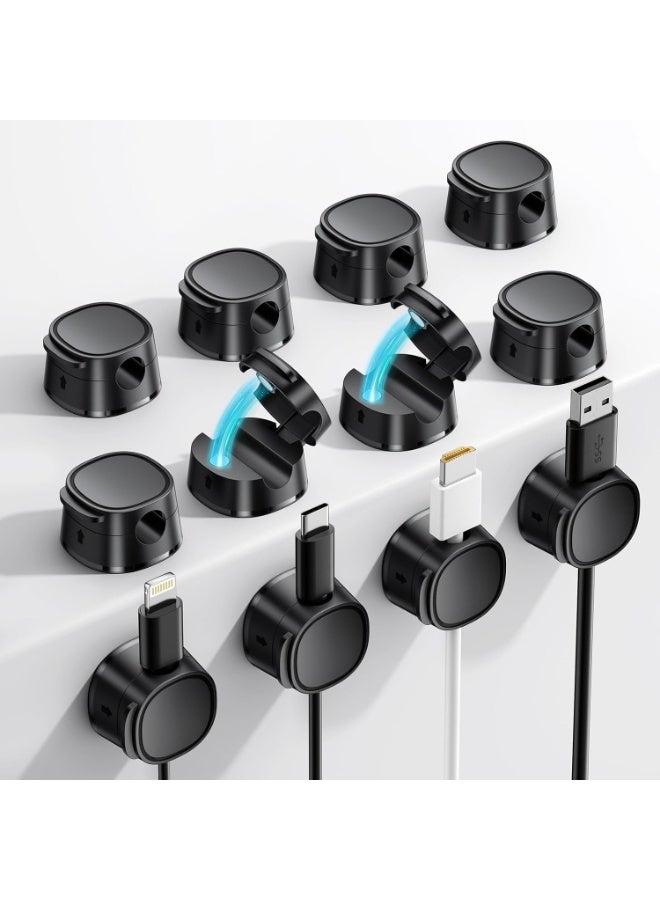 FlyCoco 12 Pack Magnetic Cable Management Clips - FlyCoco Cord Organizer for Desk, Phone Charger Cord [Smooth Adjustable], Adhesive Wire Organizer Keeper for Nightstand Wall Car Office - Image 1