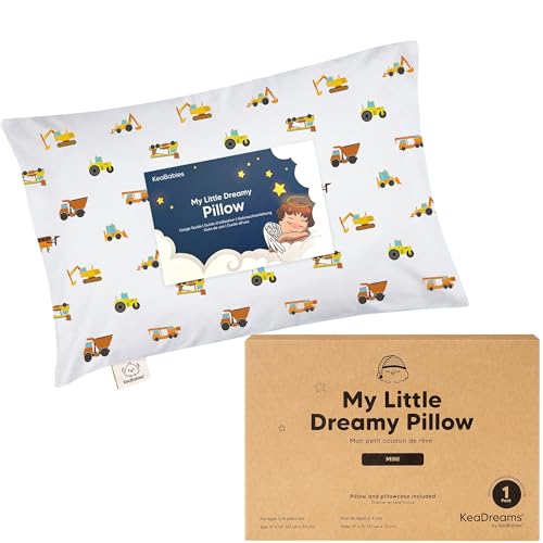 KeaBabies Mini Toddler Pillow with Pillowcase 9x13 My Little Dreamy Travel Kids Pillow for Sleeping Toddler Bed Small Tiny Organic Cotton Pillowcase Soft Breathable Kids 24 Years Old Construction - Image 1