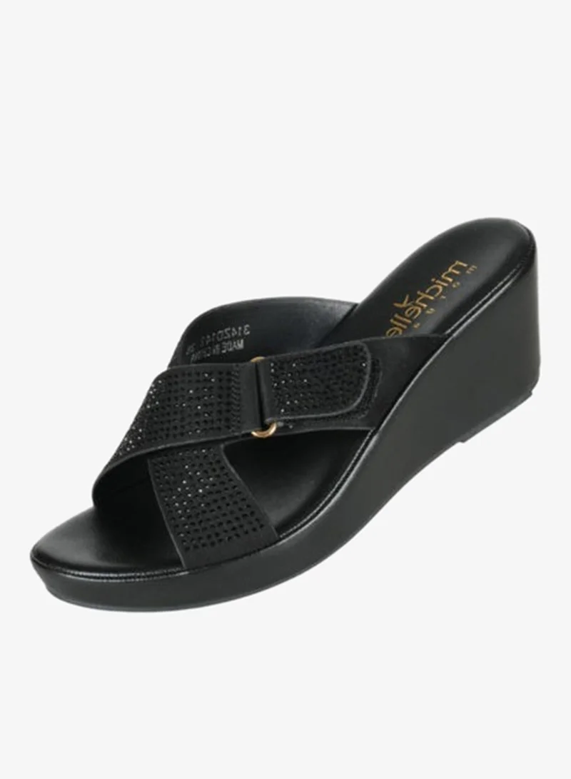 ميشيل مورجان صندل نسائي ميشيل مورغان بكعب إسفين أسود