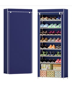 eBasket 9-Tier Shoe Rack, Shoe Cabinet Organizer (Blue) 