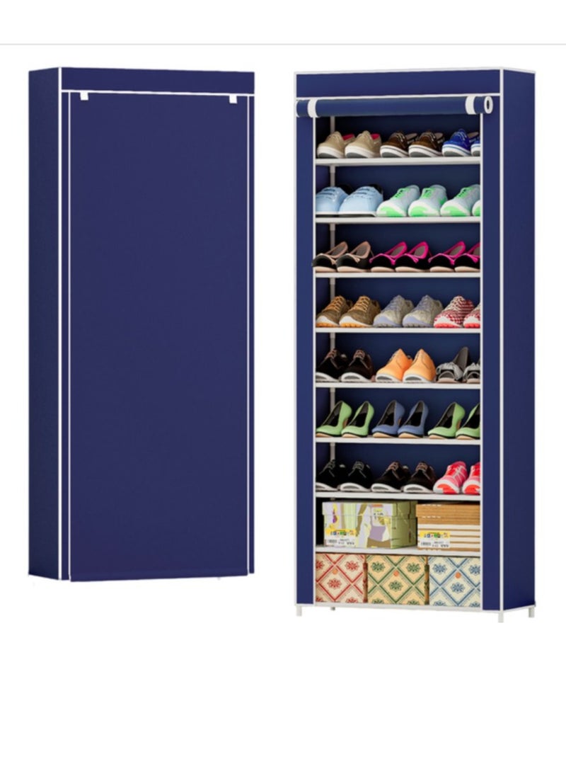 eBasket 9-Tier Shoe Rack, Shoe Cabinet Organizer (Blue) 