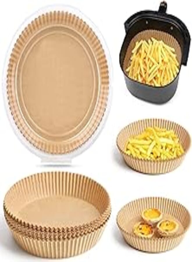 Baking Paper 50 Pieces Round Baking Trays Non-Flammable Non-Stick Food Parchment Hot Air Fryer Accessory 45 * 160