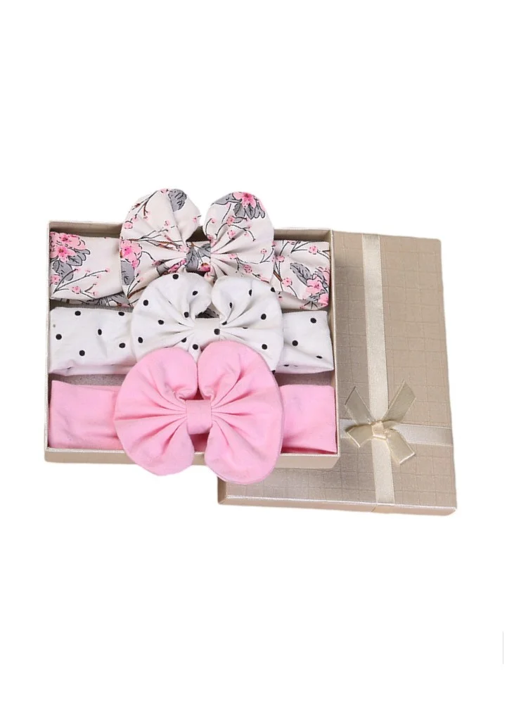 Bambimici Bambimici - Olivia Box of 3 Heandband Ribbon - White Polka