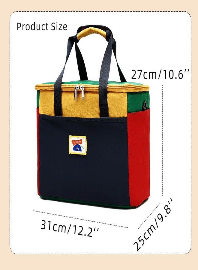 willikiva Insulated Lunch Bag Women Man Leakproof Soft Cooler Tote Bag Reusable LunchBox with Adjustable Shoulder Strap for Adults Work Travel(Deep Blue Yellow) - Image 2