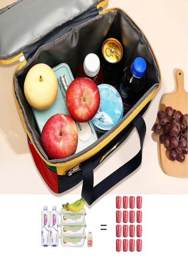 willikiva Insulated Lunch Bag Women Man Leakproof Soft Cooler Tote Bag Reusable LunchBox with Adjustable Shoulder Strap for Adults Work Travel(Deep Blue Yellow) - Image 3