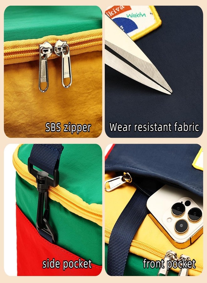 willikiva Insulated Lunch Bag Women Man Leakproof Soft Cooler Tote Bag Reusable LunchBox with Adjustable Shoulder Strap for Adults Work Travel(Deep Blue Yellow) - Image 4