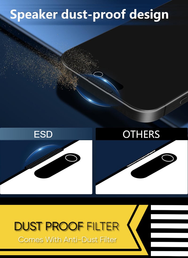 ESD 2 Pieces Tempered Dustproof Privacy Glass Screen Protector Compatible For iPhone 15 Pro Max - Image 3