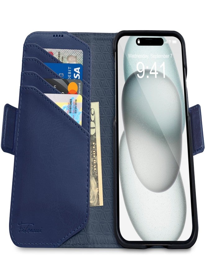 Dreem for iPhone 15 Plus Case Wallet, Revolutionary Phone Stand, Vegan Leather, MagSafe-Fit, Magnetic Detachable Flip Cover, RFID Blocking Card Holder, Gift-Box [Fibonacci:Royal] - Image 2