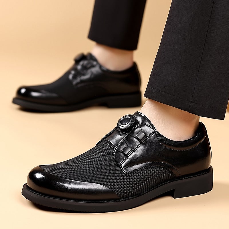 Men'S Shoes Rotating Buckle Ice Silk Mesh Business Casual Shoes Men'S Slip-On Plaid Breathable Groom Wedding Shoes - Image 2