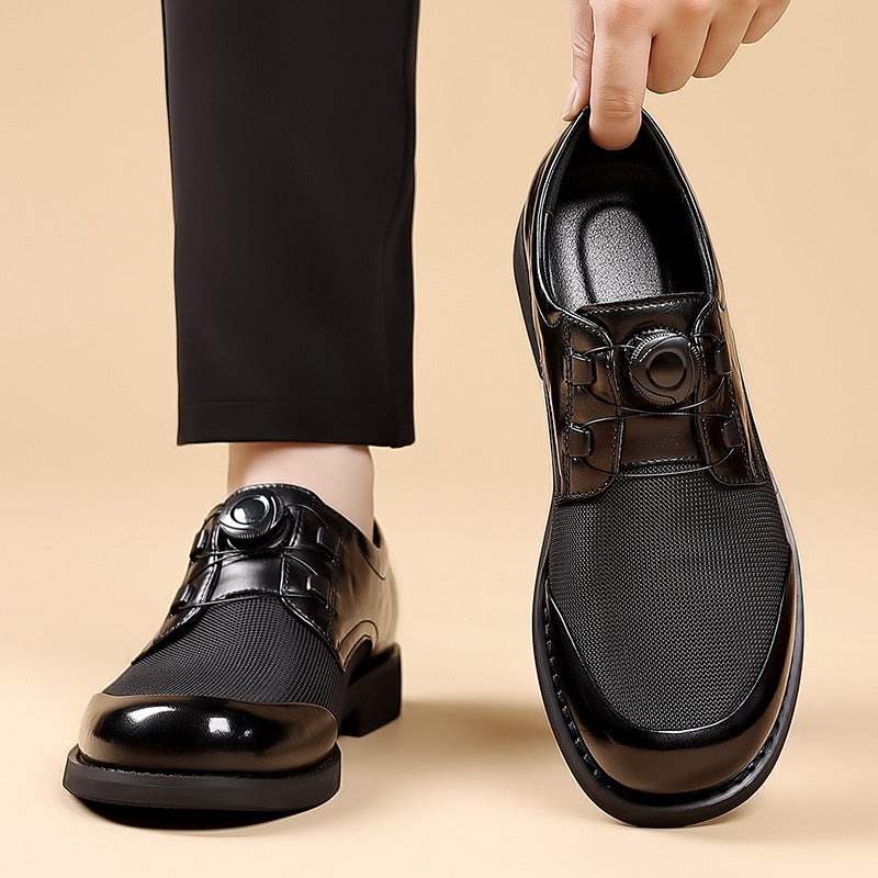 Men'S Shoes Rotating Buckle Ice Silk Mesh Business Casual Shoes Men'S Slip-On Plaid Breathable Groom Wedding Shoes - Image 4