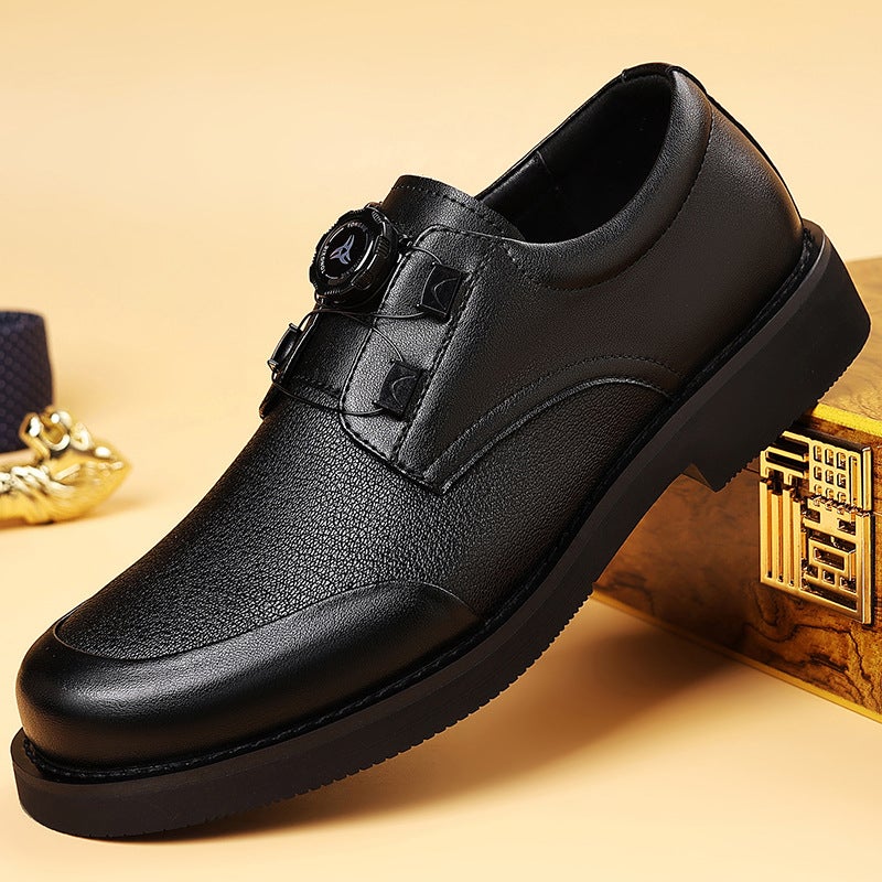 Men'S Shoes Rotating Buckle Ice Silk Mesh Business Casual Shoes Men'S Slip-On Plaid Breathable Groom Wedding Shoes - Image 1