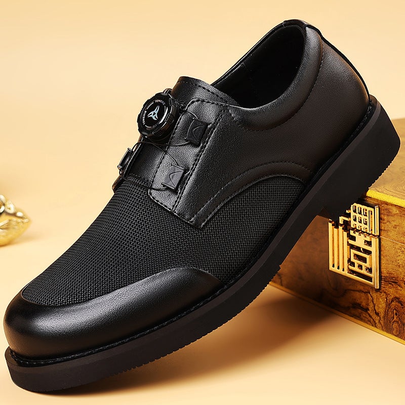 Men'S Shoes Rotating Buckle Ice Silk Mesh Business Casual Shoes Men'S Slip-On Plaid Breathable Groom Wedding Shoes - Image 3