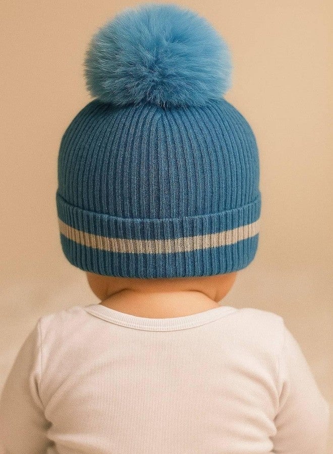 Fashiol Kids Winter Beanie Hat with Pom-Pom, Cozy Knit Ribbed Cap with Cute Bear Design for Toddlers and Children (in, Age, 5 Years, 6 Years, Multicolor) - Image 2