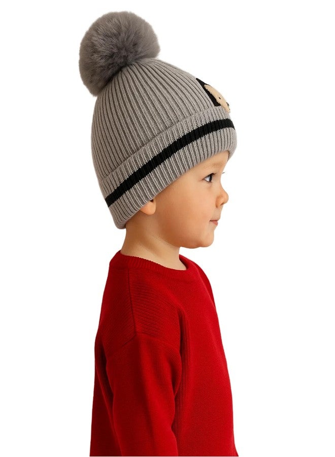 Fashiol Kids Winter Beanie Hat with Pom-Pom, Cozy Knit Ribbed Cap with Cute Bear Design for Toddlers and Children (in, Age, 5 Years, 6 Years, Multicolor) - Image 5