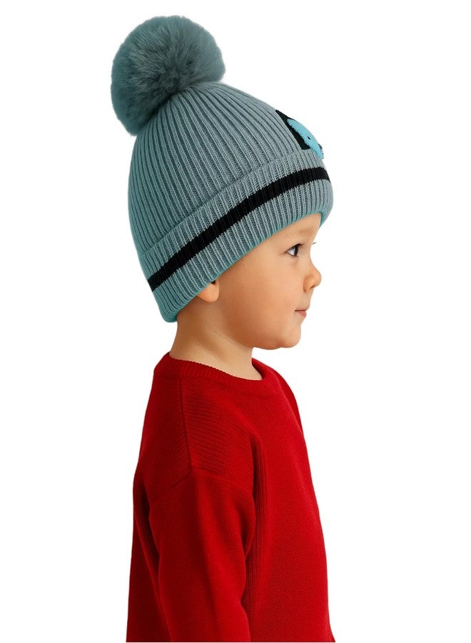 Fashiol Kids Winter Beanie Hat with Pom-Pom, Cozy Knit Ribbed Cap with Cute Bear Design for Toddlers and Children (in, Age, 5 Years, 6 Years, Multicolor) - Image 3