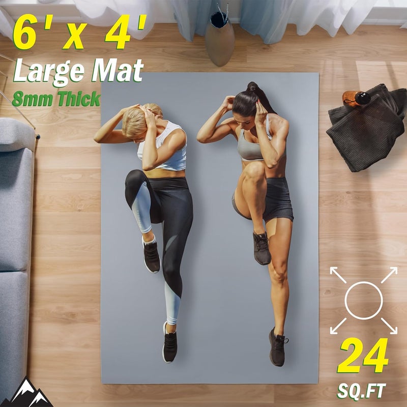 Wakeman Large Yoga Mat - 6’x4’ Wide Exercise Mat - 8mm Thick Waterproof Non-Slip Workout Mat - Gym Flooring for Home Gym Studio Workouts, Pilates, Stretching and Meditation - Fitness Mat by - Image 5