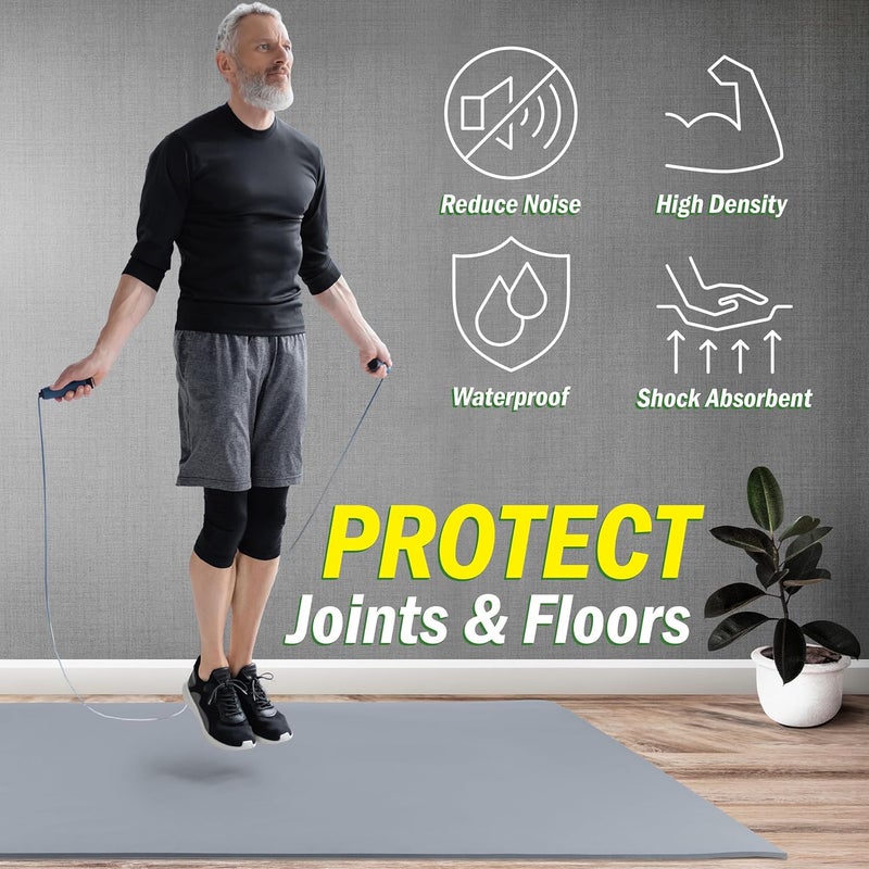 Wakeman Large Yoga Mat - 6’x4’ Wide Exercise Mat - 8mm Thick Waterproof Non-Slip Workout Mat - Gym Flooring for Home Gym Studio Workouts, Pilates, Stretching and Meditation - Fitness Mat by - Image 4