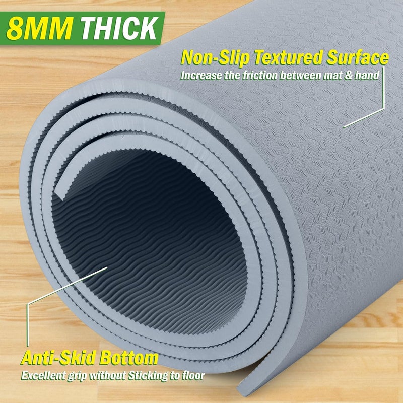 Wakeman Large Yoga Mat - 6’x4’ Wide Exercise Mat - 8mm Thick Waterproof Non-Slip Workout Mat - Gym Flooring for Home Gym Studio Workouts, Pilates, Stretching and Meditation - Fitness Mat by - Image 3