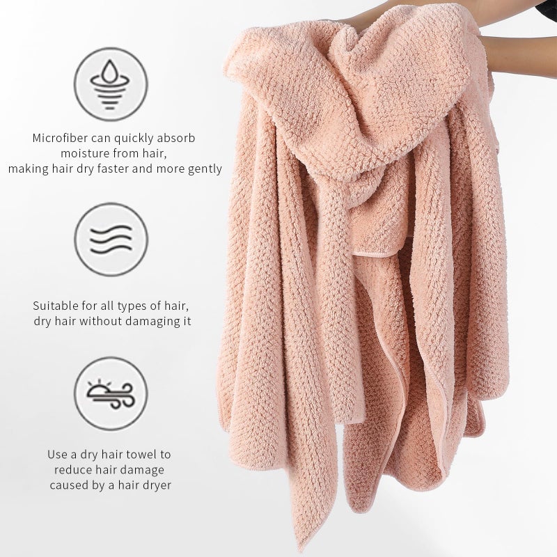 Laojbaba Laojbaba Microfiber Hair Towel Quick Dry Hair Towel Hair Drying Towels Suitable for All Kinds of Hair Ultra Absorbent Long and Thick Hair 20X40inch Lotus Root Pink (1pcs)  - Image 4