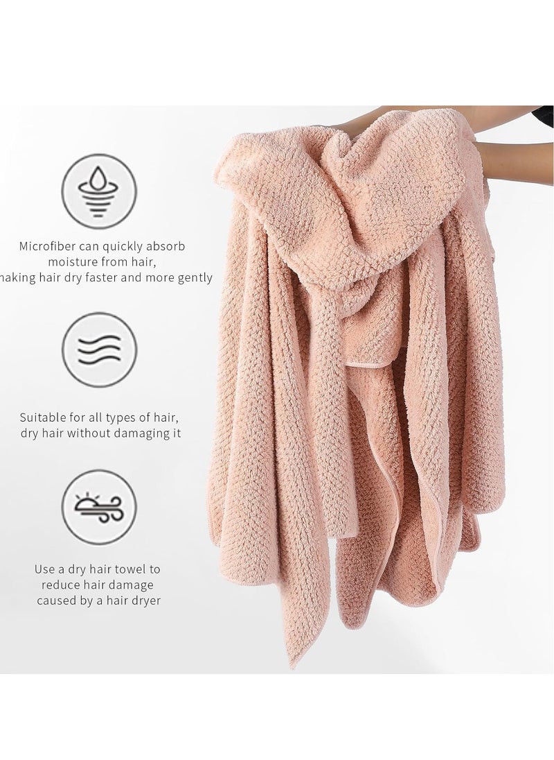 Laojbaba Microfiber Hair Towel Quick Dry Hair Towel Hair Drying Towels Suitable for All Kinds of Hair Ultra Absorbent Long and Thick Hair 20X40inch Lotus Root Pink (1pcs)  - Image 2