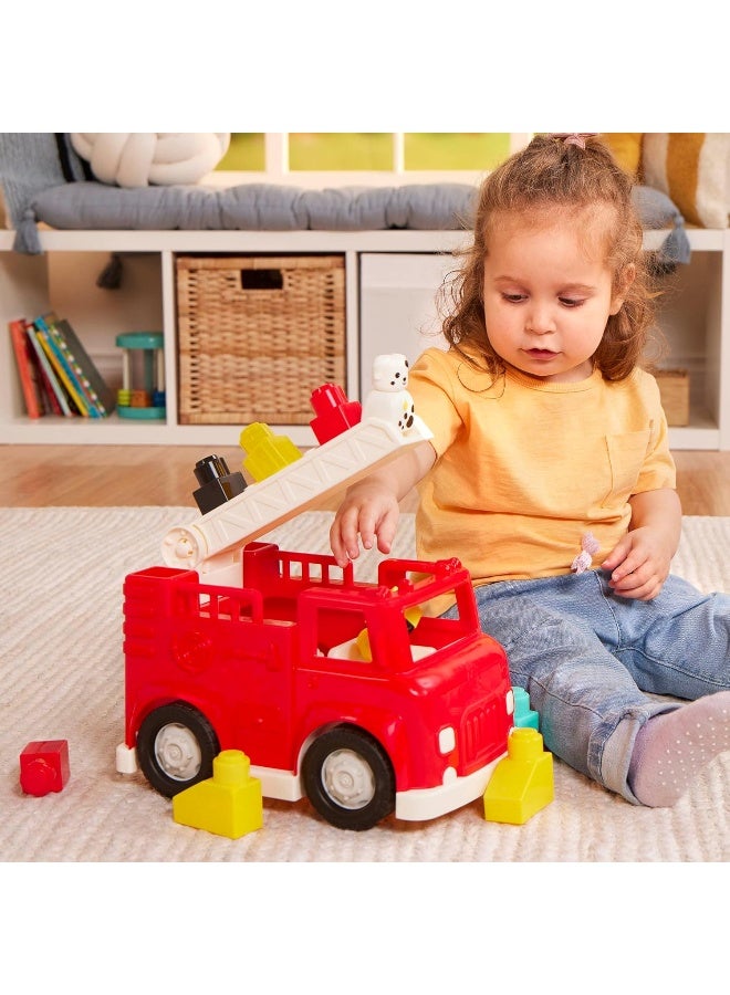 Toy Fire Truck, 16Pc Construction Set, 2 Figures And Blocks, Loc-Bloc Fire Engine And Build On Vehicle Toy, Pre School Toys, Best Gift For Babies And Toddlers