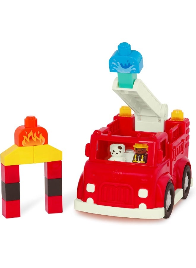 Toy Fire Truck, 16Pc Construction Set, 2 Figures And Blocks, Loc-Bloc Fire Engine And Build On Vehicle Toy, Pre School Toys, Best Gift For Babies And Toddlers