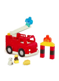 BATTAT Toy Fire Truck, 16pc Construction Set, 2 Figures and Blocks, Loc-Bloc Fire Engine and Build on Vehicle Toy, Pre School Toys, Best Gift for Babies and Toddlers  - Image 1