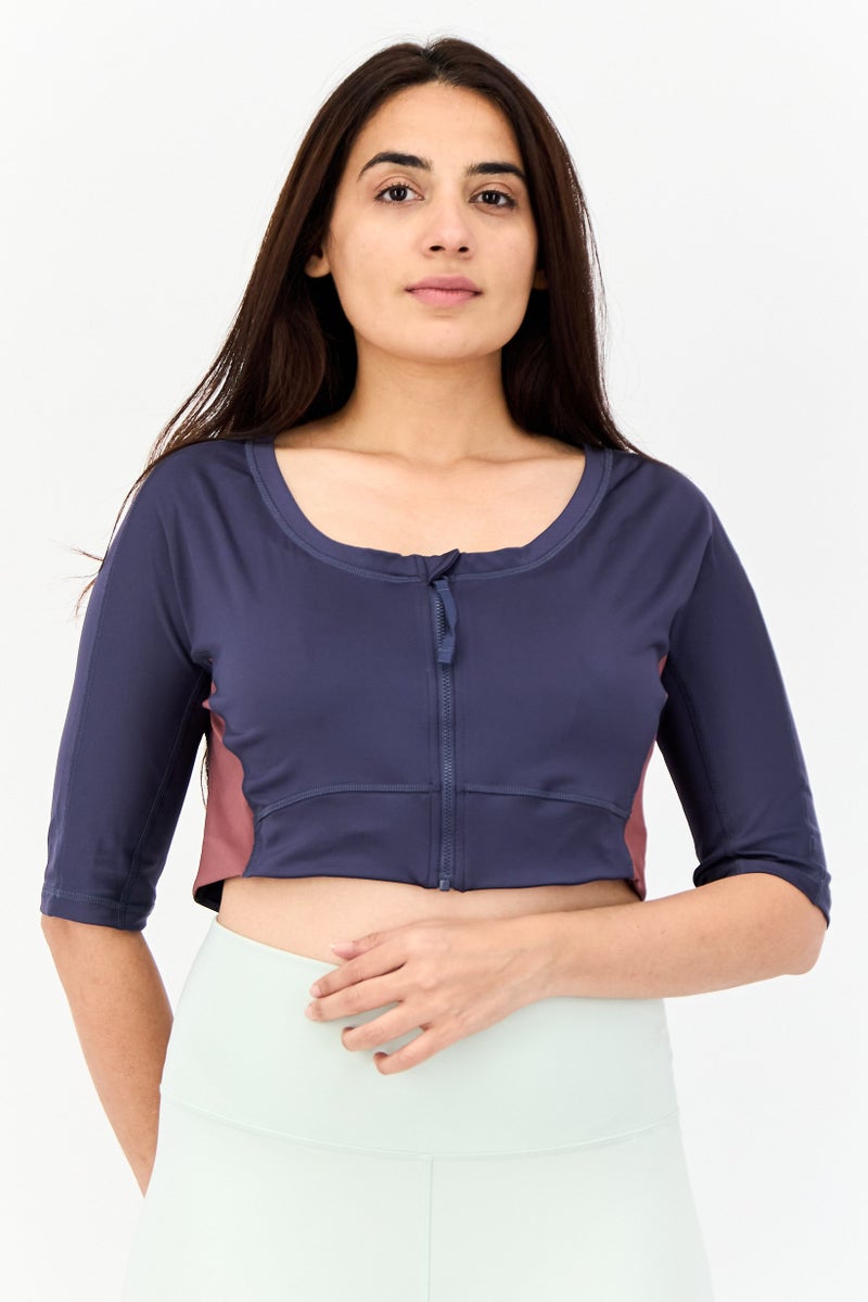 Adidas Women Sportswear Fit Short Sleeve Yoga Top, Shadow Navy - Image 1