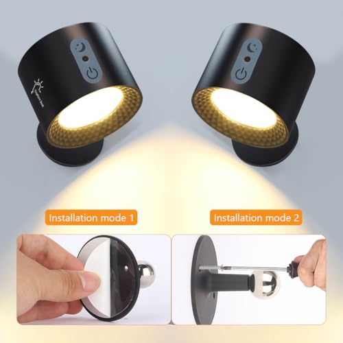 ELEPHANTBOAT® Wall Lights for Home Decoration 360° Rotatable Magnetic Wall Light RGB Night Lamp for Bedroom Wall Rechargeable Lights for Room, Built-in 2000 mAh & Remote Brightness Adjustment - Image 3