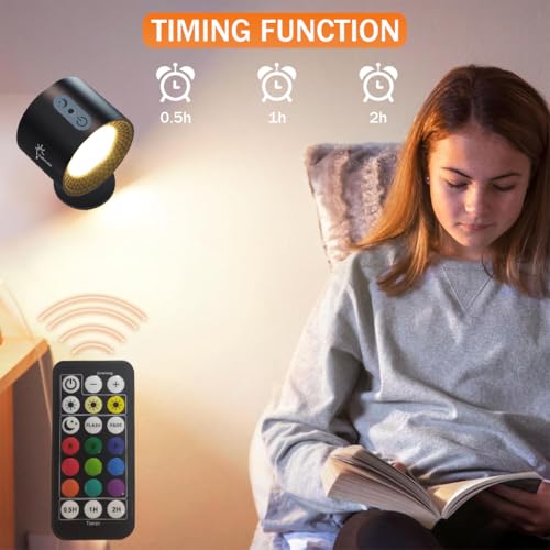 ELEPHANTBOAT® Wall Lights for Home Decoration 360° Rotatable Magnetic Wall Light RGB Night Lamp for Bedroom Wall Rechargeable Lights for Room, Built-in 2000 mAh & Remote Brightness Adjustment - Image 5