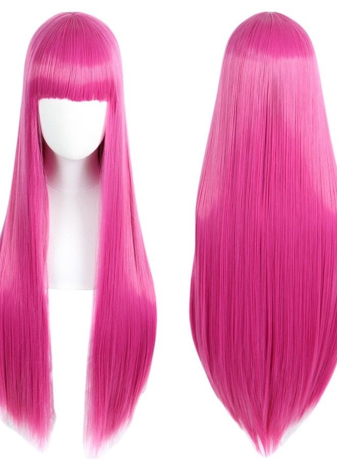Linfairy باروكة أميرة طويلة باللون الوردي الساخن لعيد الهالوين، باروكة كوسبلاي للنساء 85 سم - Image 1