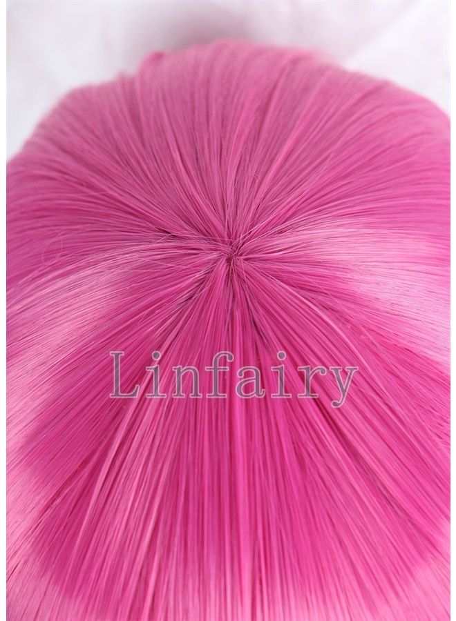 Linfairy باروكة أميرة طويلة باللون الوردي الساخن لعيد الهالوين، باروكة كوسبلاي للنساء 85 سم - Image 3